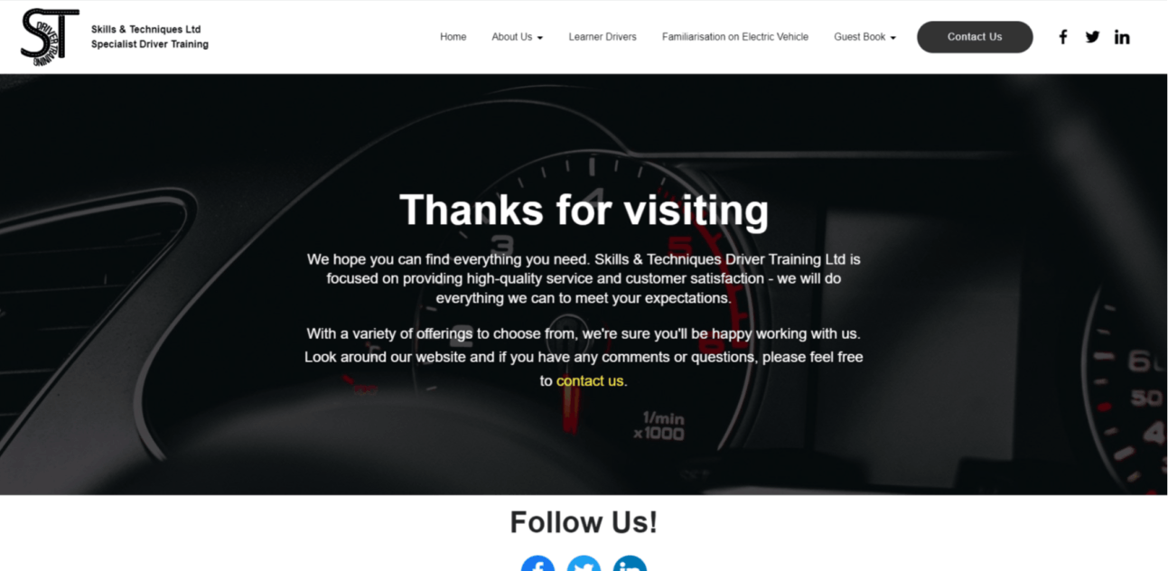 Image of a driving school website